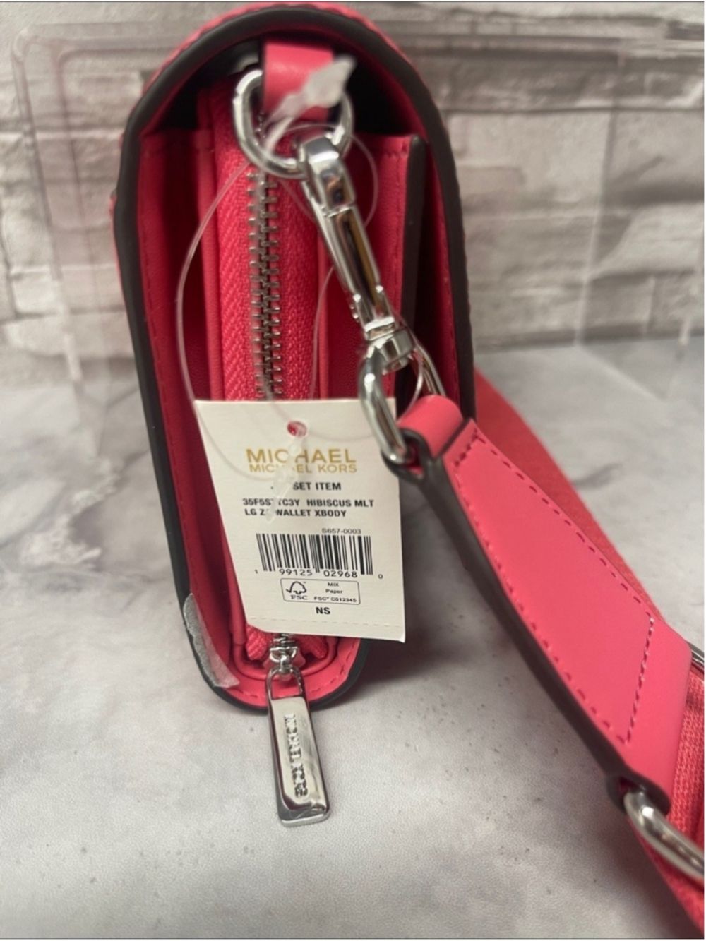 Michael Kors Ombre Signature Logo Crossbody Bag Hibiscus Pink - Picture 5 of 5